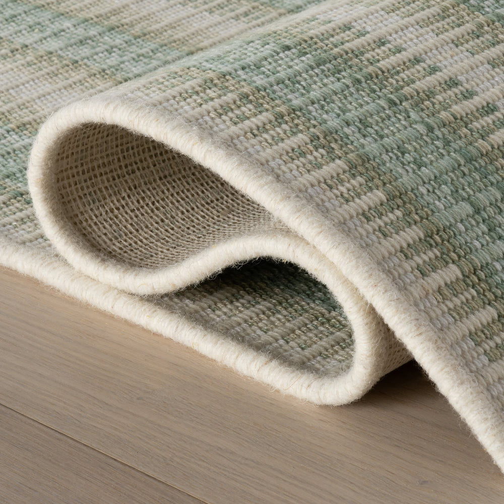Calee Striped Woven Wool Custom Rug | Green