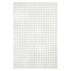 Ivana Checkered Plush Cloud Washable Rug | Off White