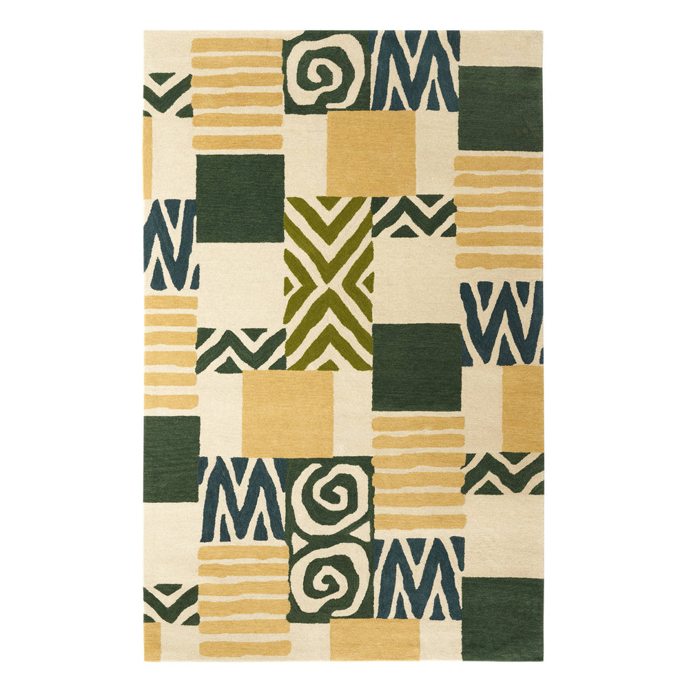 Patchwork Hand Tufted Wool Rug | Green