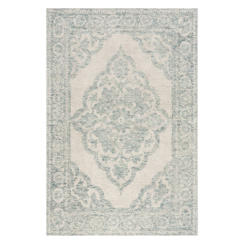 Istanbul Hand-Tufted Ornate Border Wool-Blend Rug | Teal