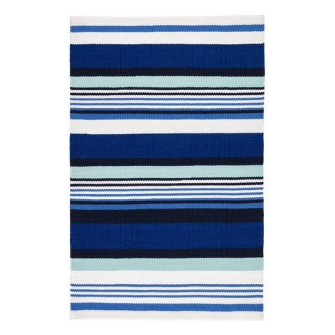Sunny Stripe Handwoven Indoor/Outdoor Rug | Blue