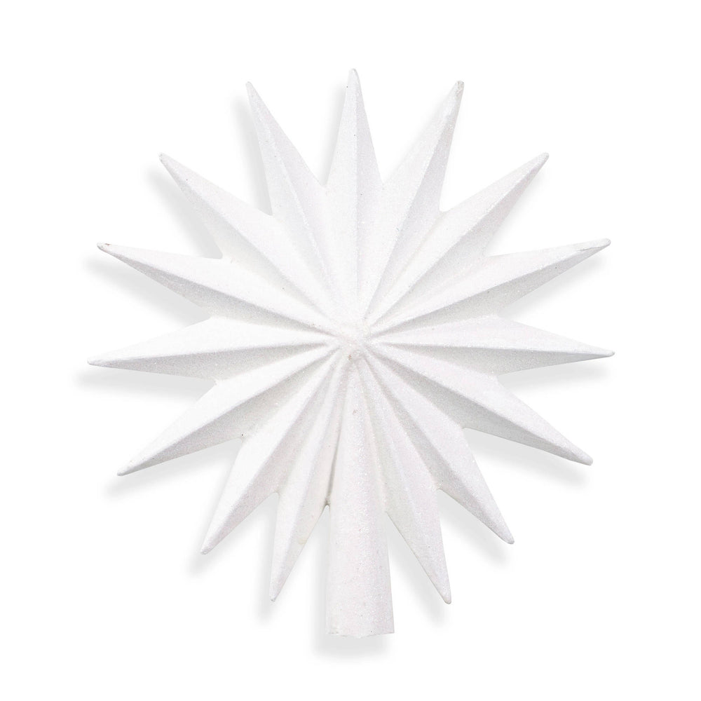 Paper Mache Star Tree Topper | White