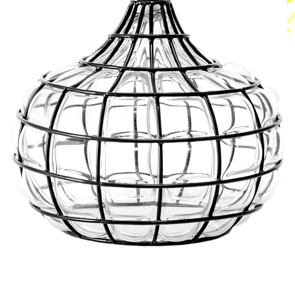 20-inch Wire Framed Glass Vase Table Lamp | Black