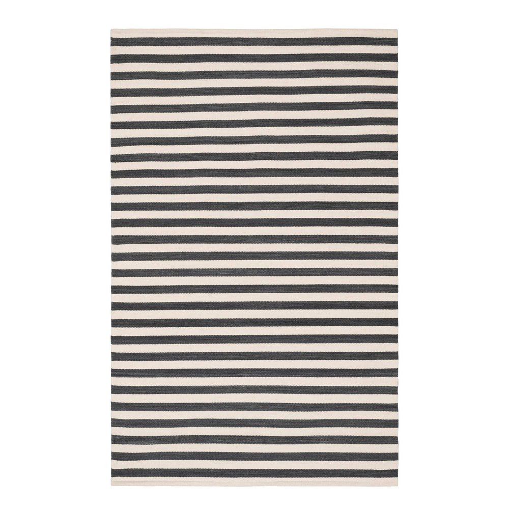 Ladder Stripe Handwoven Wool Rug | Black/Ivory