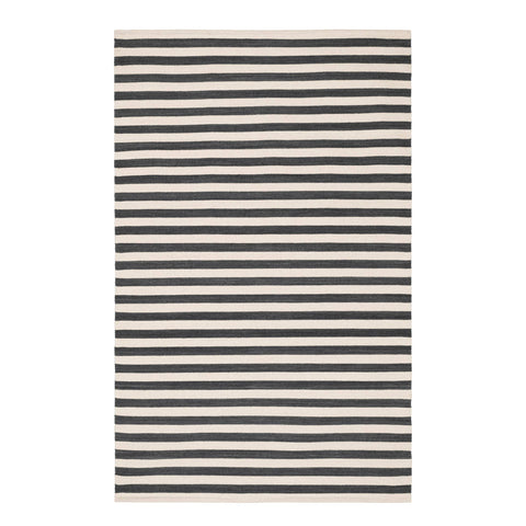 Ladder Stripe Handwoven Wool Rug | Black/Ivory