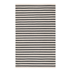 Ladder Stripe Handwoven Wool Rug | Black/Ivory