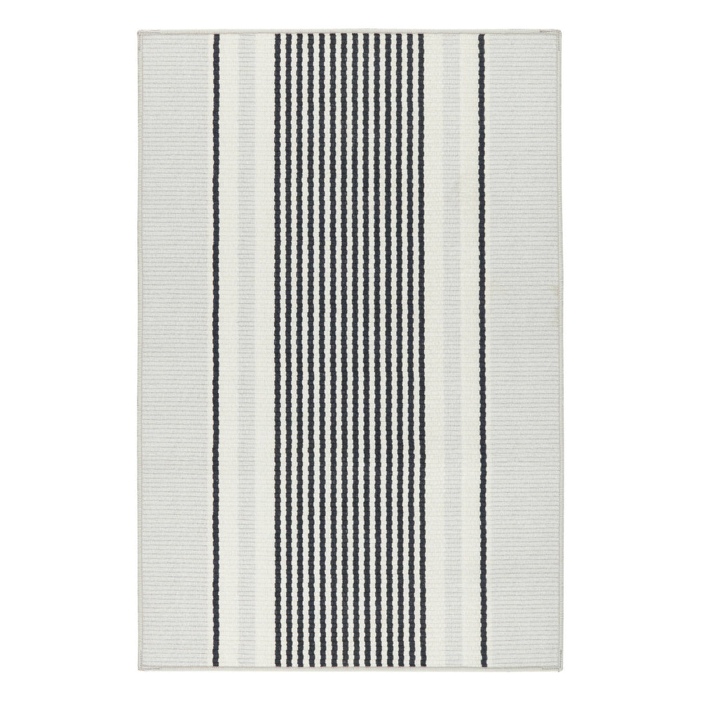 Gunner Stripe Machine Washable Rug | Grey