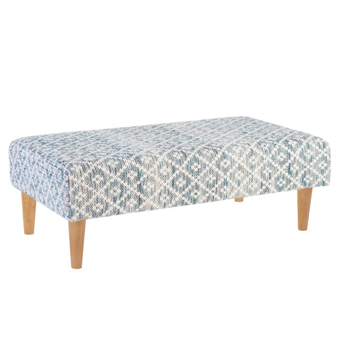Melange Diamond Rectangle Rug Ottoman | Blue