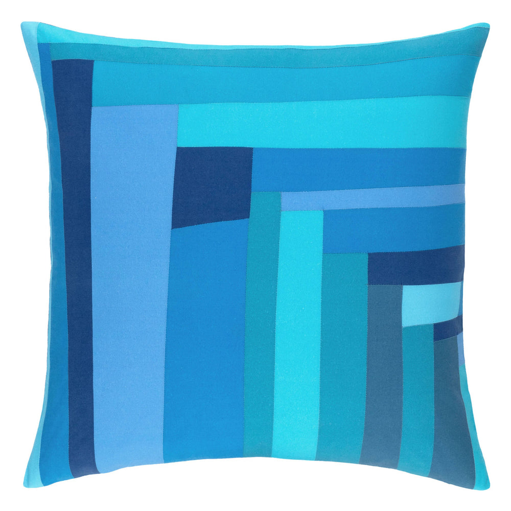 Plait Patched Decorative Pillow Cover | Blue
