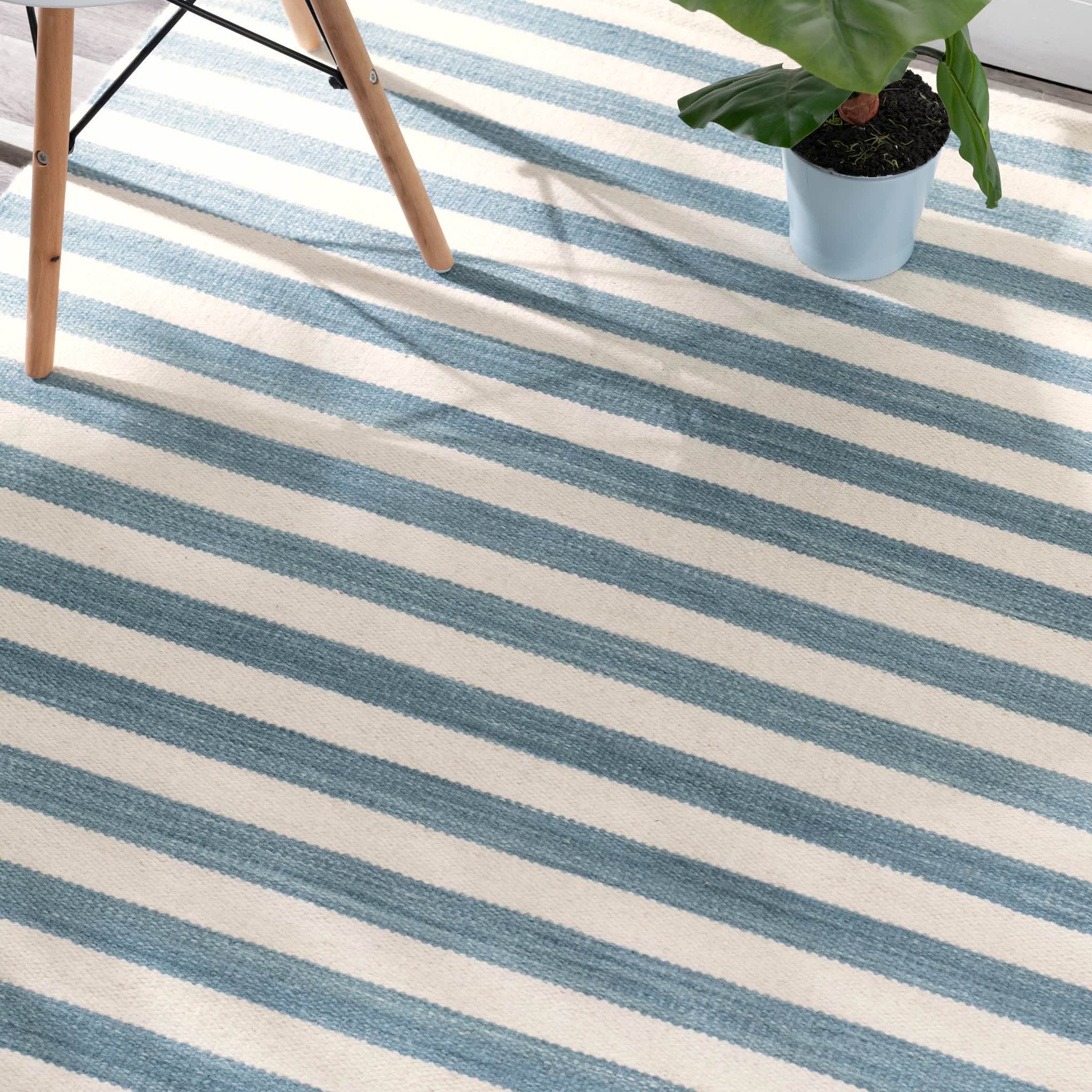 Ladder Stripe Handwoven Wool Rug | Blue/Ivory – Annie Selke