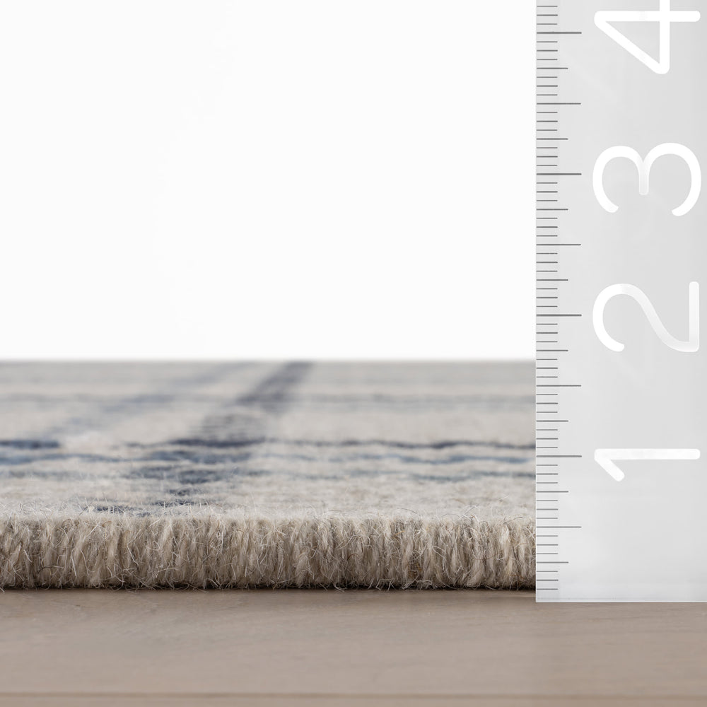 Rhona Plaid Woven Wool Custom Rug | Blue
