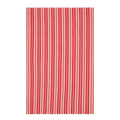 Ticking Stripe Handwoven Indoor/Outdoor Rug | Red/Ivory