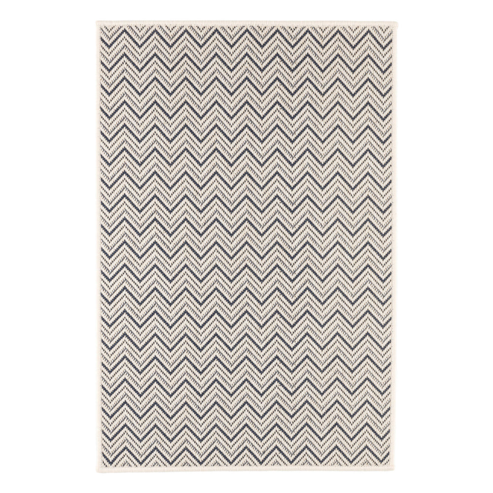 Happy Chevron Woven Indoor/Outdoor Custom Rug | Navy
