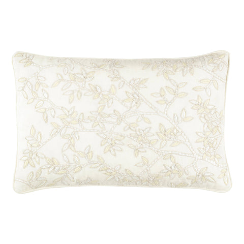 Harriet Embroidered Decorative Pillow Cover | Ivory