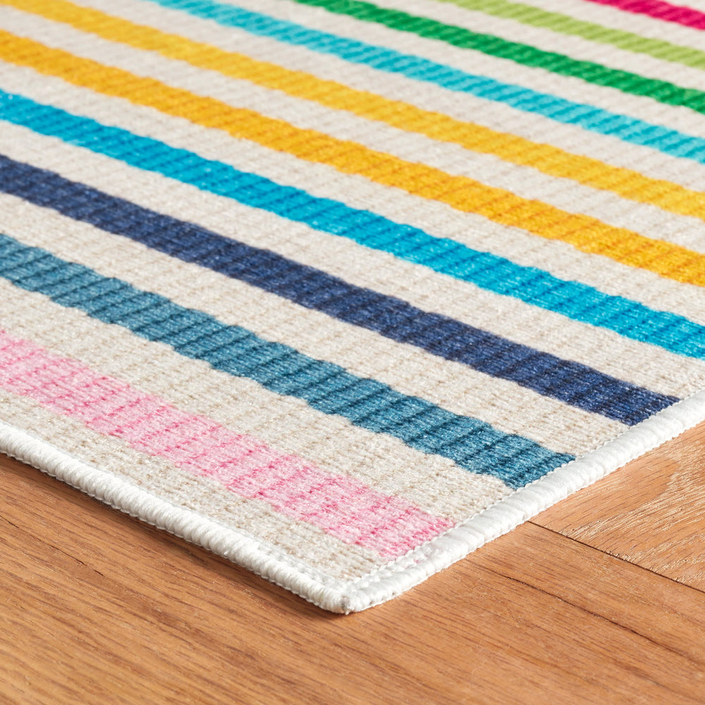 Rainbow Stripe Machine Washable Rug | Multi