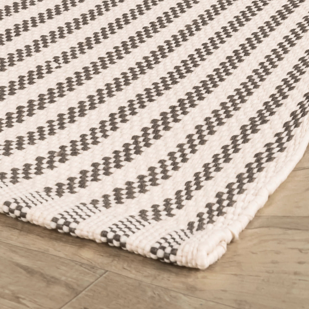 Pinstripe Handwoven Indoor/Outdoor Rug | Brown/Ivory