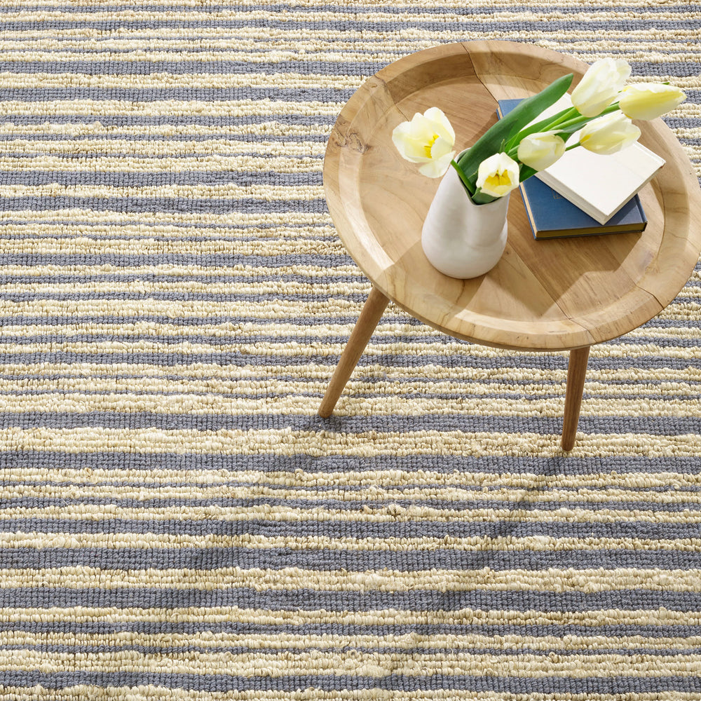 Calder Stripe Handwoven Jute Rug | Pewter Blue