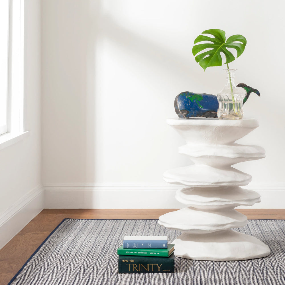 Herringbone Handwoven Indoor/Outdoor Custom Rug | Navy/Ivory