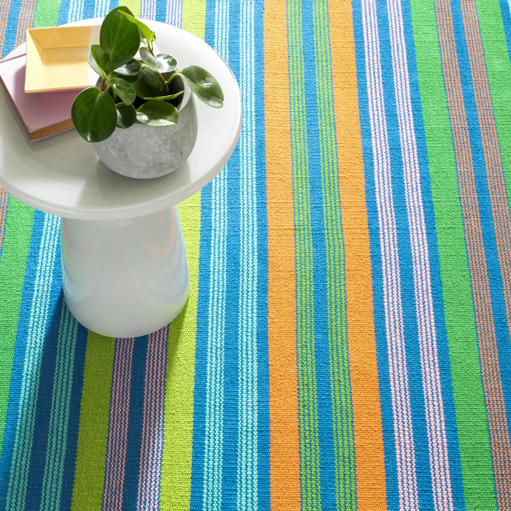 Wavy Stripe Handwoven Cotton Rug | Multi