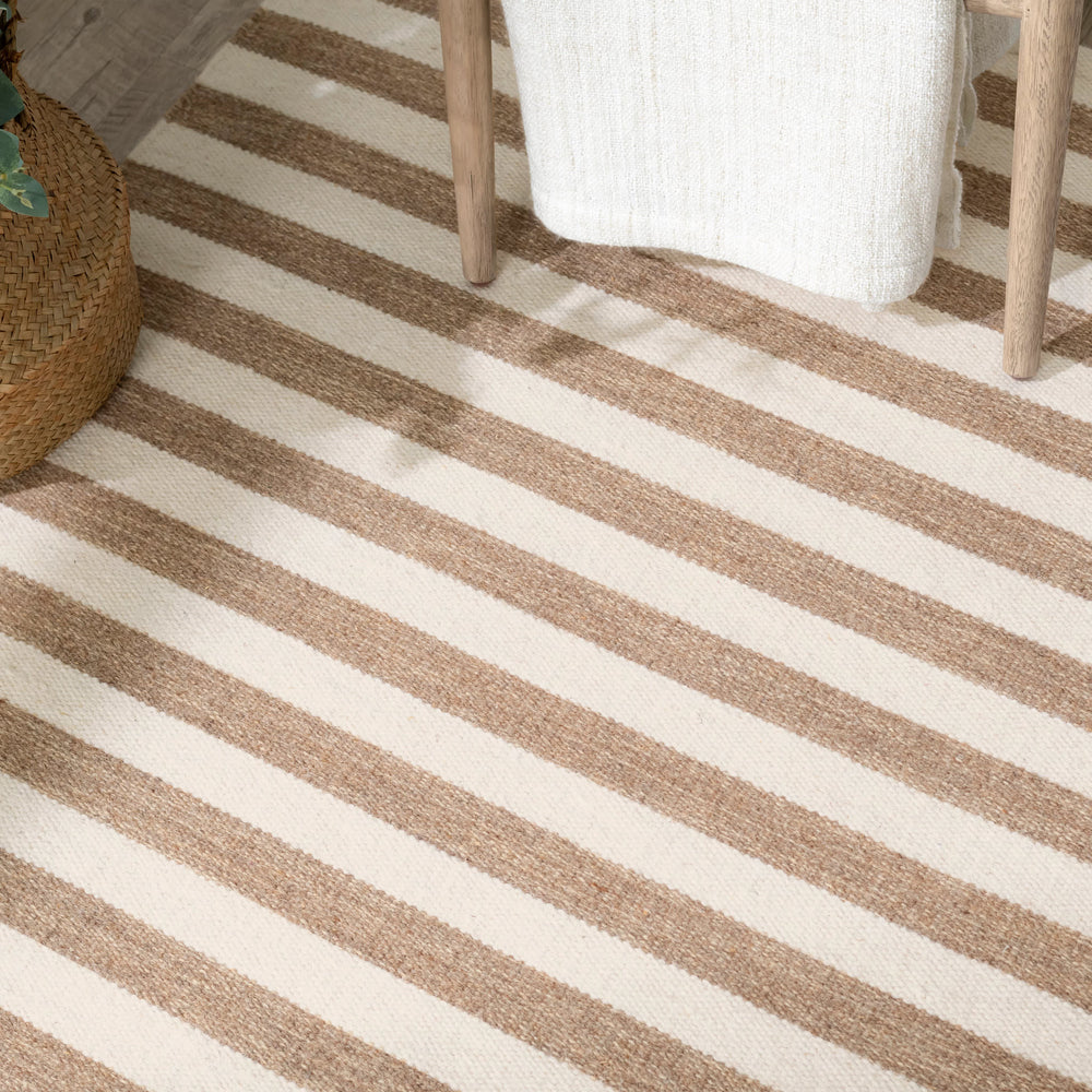 Ladder Stripe Handwoven Wool Rug | Natural/Ivory
