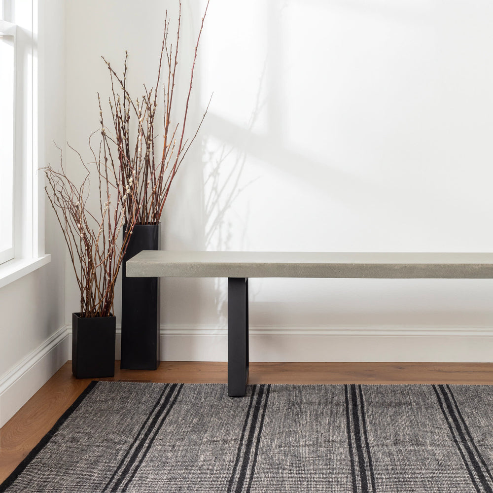 Malta Handwoven Wool Rug | Black