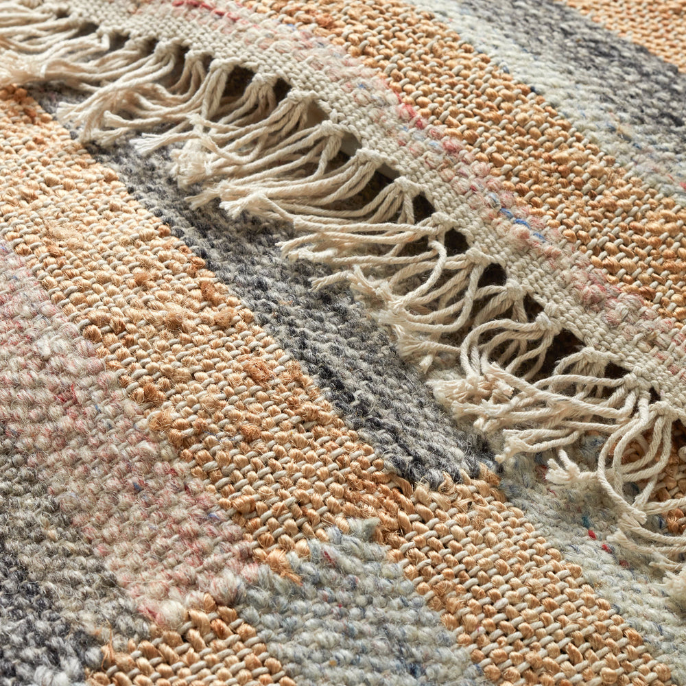Ravel Stripe Handwoven Wool Rug | Blue