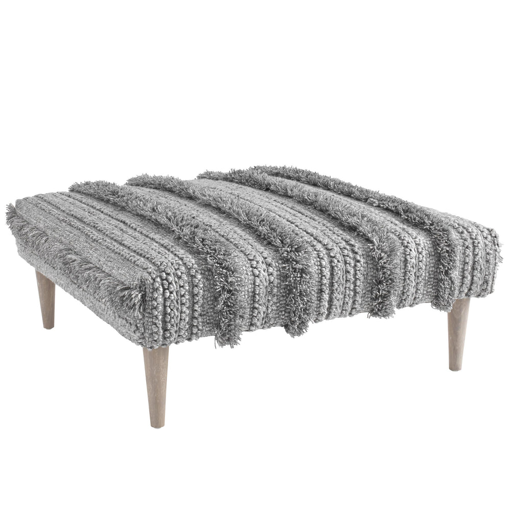 Zhara Stripe Rug Ottoman | Grey