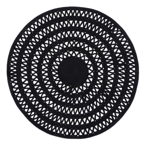 Bowline Handwoven Indoor/Outdoor Round Rug | Black