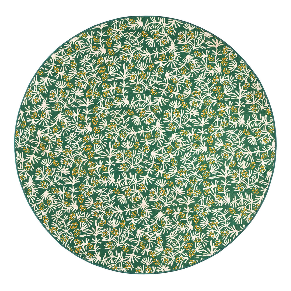Winter Pinecones Machine Washable Rug | Green