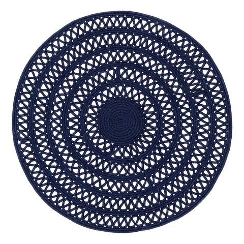 Bowline Handwoven Indoor/Outdoor Round Rug | Navy