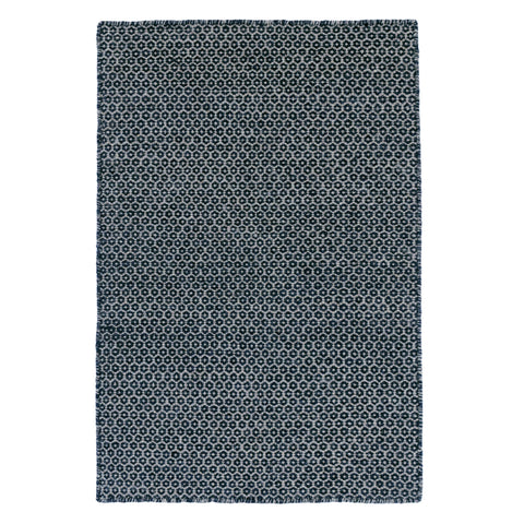 Honeycomb Handwoven Wool Rug | Indigo/Grey