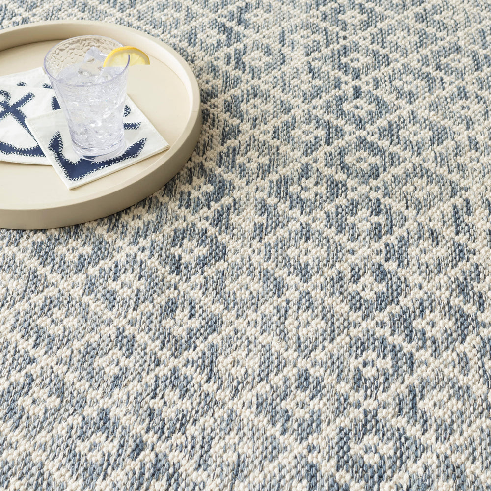 Melange Diamond Handwoven Cotton Rug | Blue