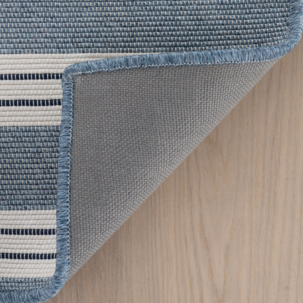 Meredith Wide Striped Indoor/Outdoor Custom Rug | Blue