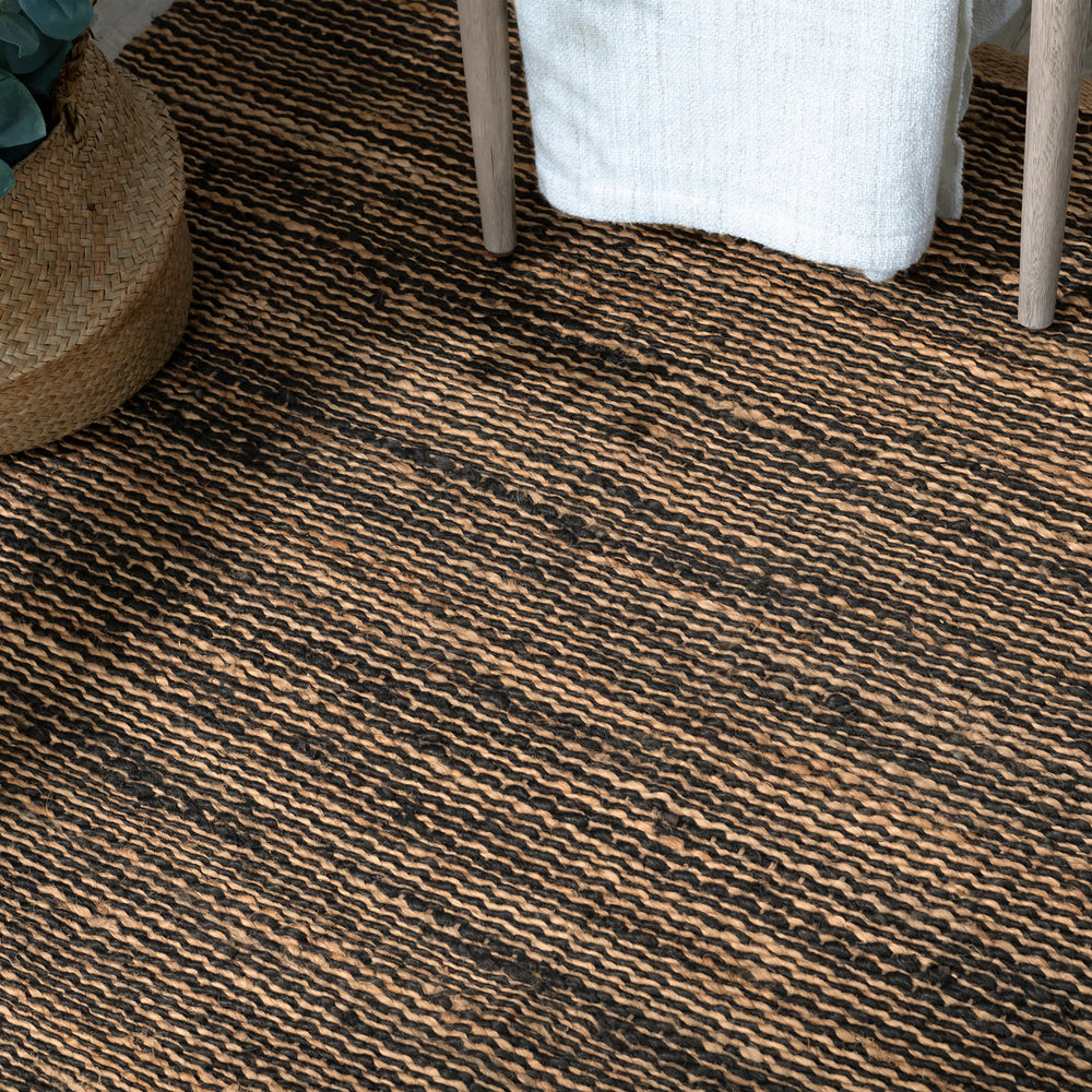Striped Handwoven Jute Rug | Black/Natural