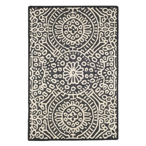 Temple Hand Micro Hooked Wool Custom Rug | Charcoal