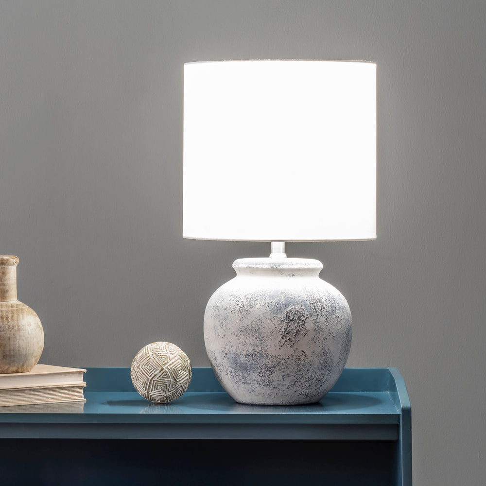 22-inch Textured Ceramic Timeworn Urn Table Lamp | Grey