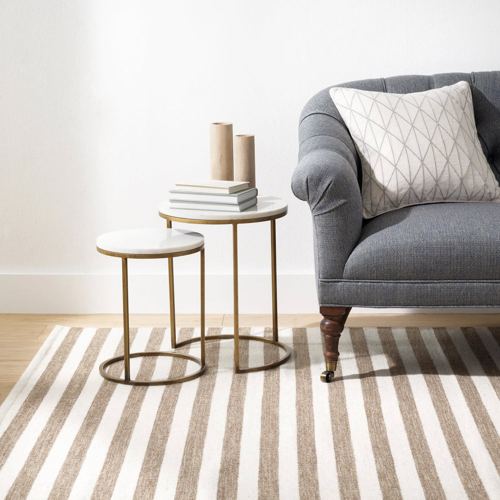Ladder Stripe Handwoven Wool Rug | Natural/Ivory