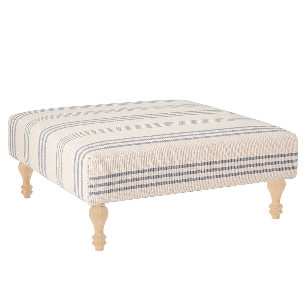 Swedish Stripe Rug Ottoman | Blue