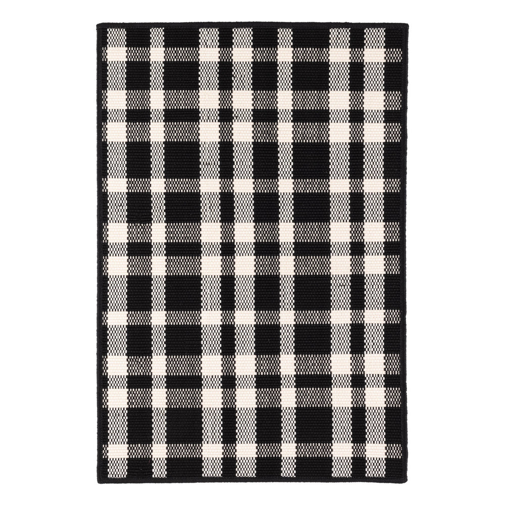 Tattersall Handwoven Indoor/Outdoor Custom Rug | Black