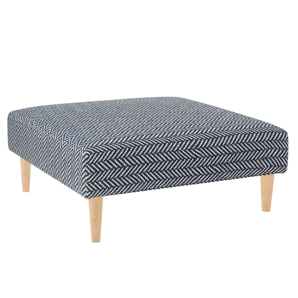 Herringbone Rug Ottoman | Indigo