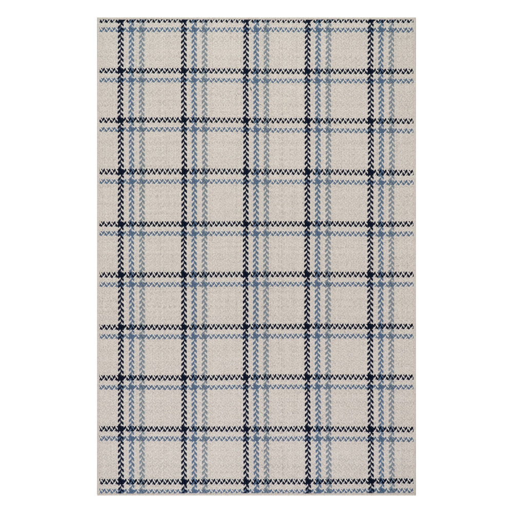 Rhona Plaid Woven Wool Custom Rug | Blue