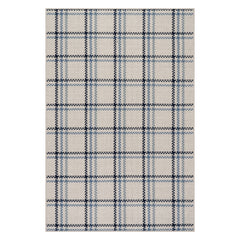 Rhona Plaid Woven Wool Custom Rug | Blue