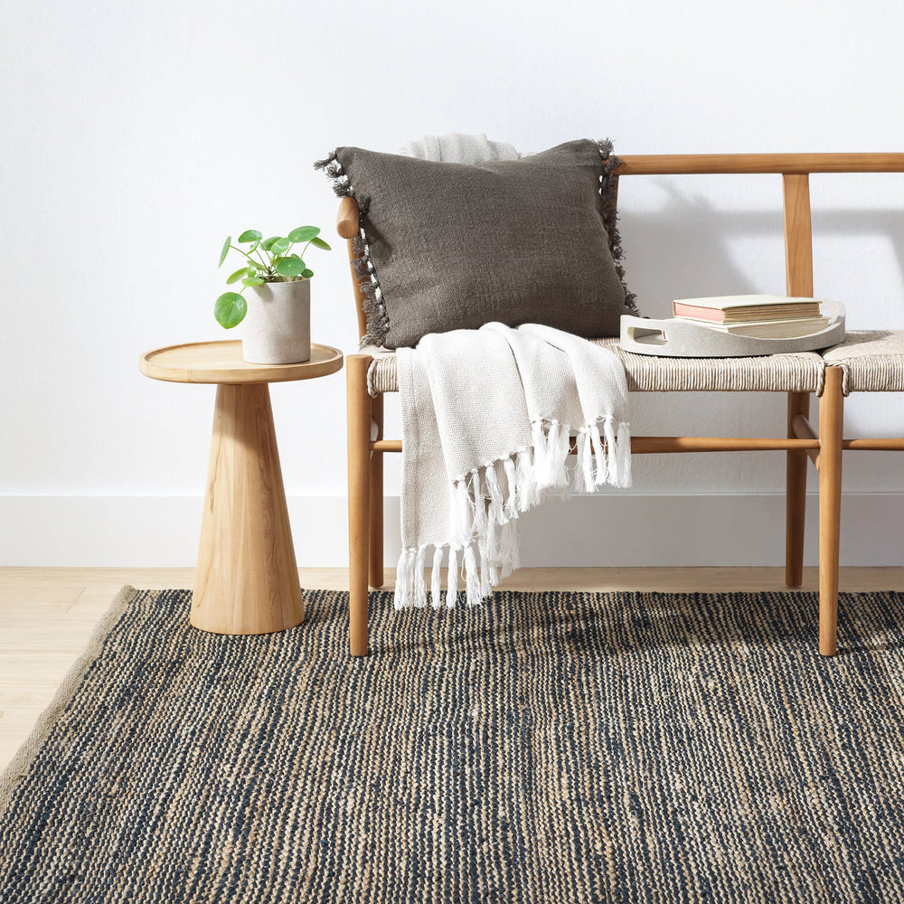 Striped Handwoven Jute Rug | Black/Natural