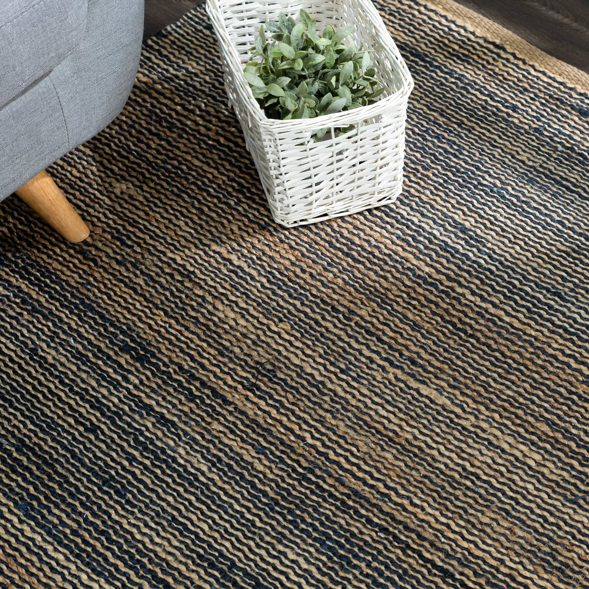 Striped Handwoven Jute Rug | Blue/Natural – Annie Selke