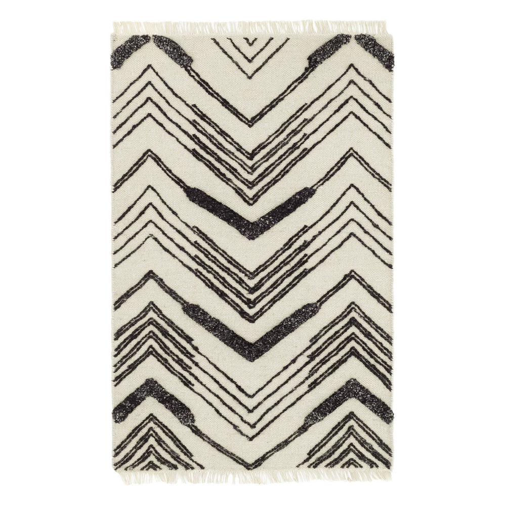 Tasha Handwoven Wool Rug | Ivory/Black