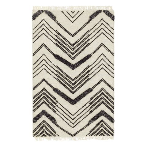 Tasha Handwoven Wool Rug | Ivory/Black