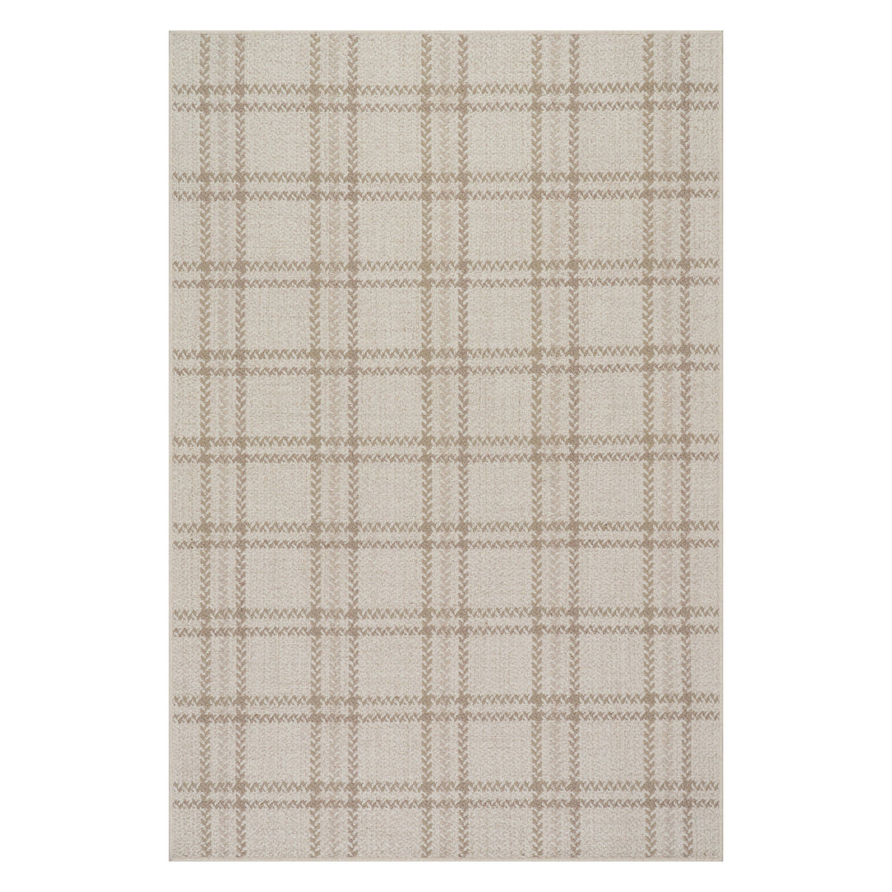 Rhona Plaid Woven Wool Custom Rug | Beige