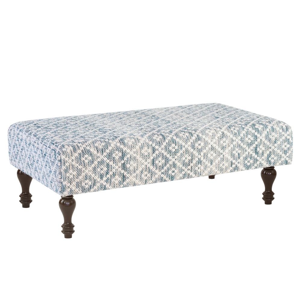 Melange Diamond Blue Custom Rug Ottoman | Blue