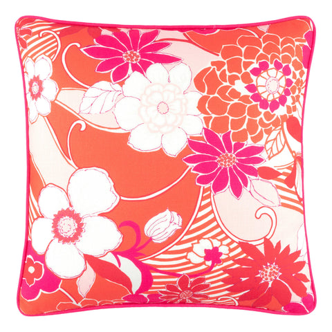 Far Out Floral Indoor/Outdoor Decorative Pillow Cover | Tangerine