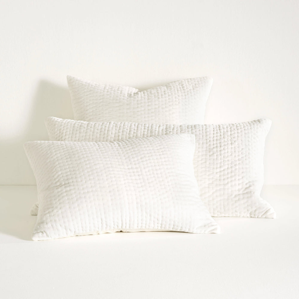 Viola Velvet Quilted Sham | Dove White